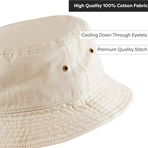 Bucket Hat - Unisex 100% Cotton & Denim UPF 50 Packable Summer Travel Beach Sun - Picture 7 of 8